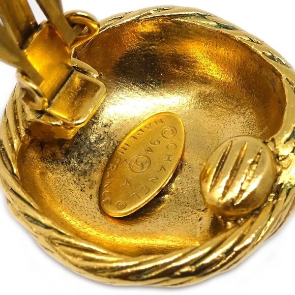 Chanel Button Earrings Clip-On Gold - Picture 2 of 5